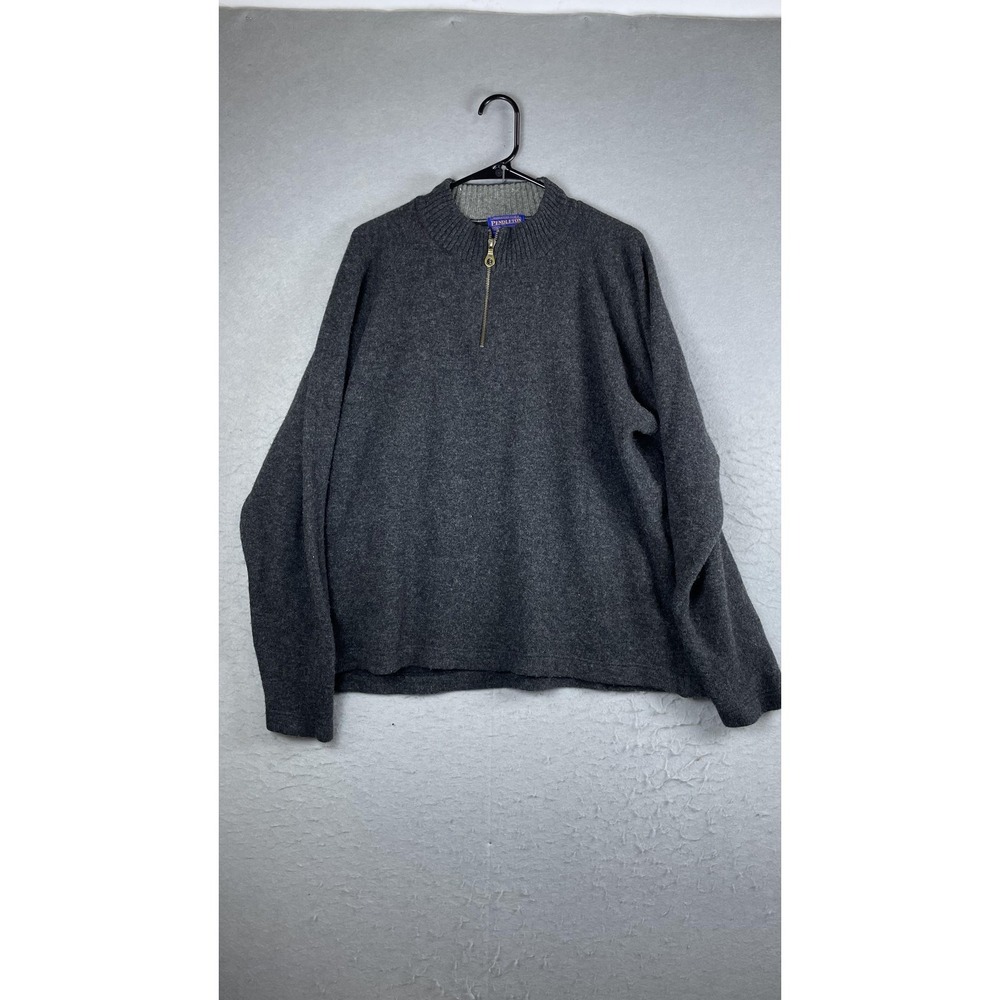 Pendleton Sweater Mens XL Gray Quarter Zip Mock Neck Wool Blend Knit‎ Pullover